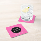 ピンクカスタムロゴ事業会社 スクエアペーパーコースター (インサイチュ)
