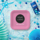 ピンクカスタムロゴ会社イベント ペーパープレート (パーティー)