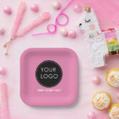 ピンクカスタムロゴ会社イベント ペーパープレート (パーティー)