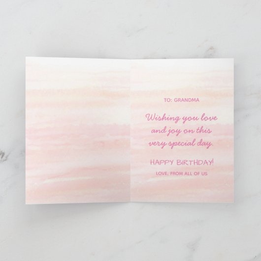 ピンクカスタム写真ハッピーバースデー案内 カード (内部)