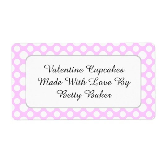 ピンクカスタム水玉模様ラベルのベーキング白 ラベル (正面)