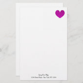 ピンクカスタム紙ハート付きグリッター 便箋 (正面/裏面)