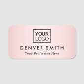 ピンクカスタム色のグラデーション名とタイトル付きロゴ 名札 (正面)