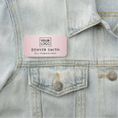 ピンクカスタム色のグラデーション名とタイトル付きロゴ 名札 (インサイチュ)