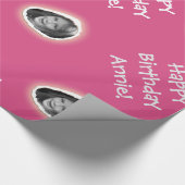 ピンクカスタム色の写真と挨拶 ラッピングペーパー (角)