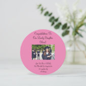 ピンクカスタム色の写真フローラ卒業招待状 セーブザデート (スタンド正面)