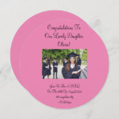 ピンクカスタム色の写真フローラ卒業招待状 セーブザデート (正面/裏面)