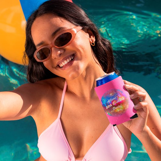 ピンクカスタム 40歳の誕生日 グルービー ディスコボール フォト 缶クーラー