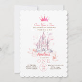 ピンクカステルファーストプリンセスバースデーパーティー 招待状 (正面)