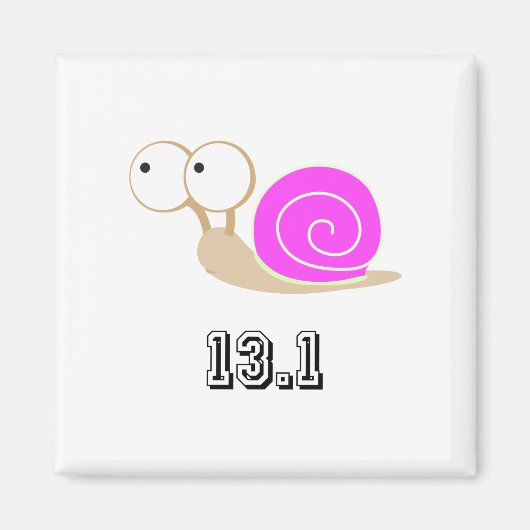 ピンクカタツムリ13.1 （ハーフマラソン） マグネット (正面)