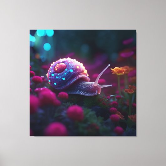 ピンクカタツムリ， AI Art, Canvas Print キャンバスプリント (正面)