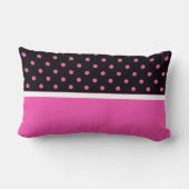 ピンクカッコいいとブラック、水玉模様。名前の追加 ランバークッション (裏面)
