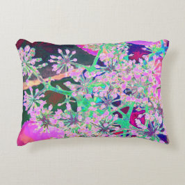 ピンクカッコいいとライムグリーンの抽象芸術レトロ自然 アクセントクッション