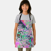 ピンクカッコいいとライムグリーンの抽象芸術レトロ自然 エプロン (インサイチュ)