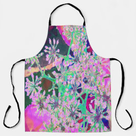 ピンクカッコいいとライムグリーンの抽象芸術レトロ自然 エプロン