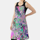 ピンクカッコいいとライムグリーンの抽象芸術レトロ自然 エプロン (インサイチュ)