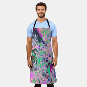 ピンクカッコいいとライムグリーンの抽象芸術レトロ自然 エプロン (着用した状態)
