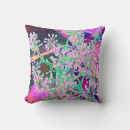 ピンクカッコいいとライムグリーンの抽象芸術レトロ自然 クッション