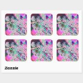 ピンクカッコいいとライムグリーンの抽象芸術レトロ自然 スクエアシール (シート)