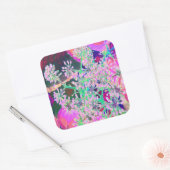 ピンクカッコいいとライムグリーンの抽象芸術レトロ自然 スクエアシール (封筒)