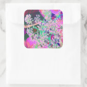 ピンクカッコいいとライムグリーンの抽象芸術レトロ自然 スクエアシール (バッグ)