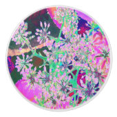 ピンクカッコいいとライムグリーンの抽象芸術レトロ自然 セラミックノブ (正面)