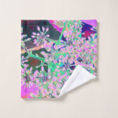 ピンクカッコいいとライムグリーンの抽象芸術レトロ自然 バスタオルセット (ウォッシュタオル)