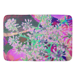 ピンクカッコいいとライムグリーンの抽象芸術レトロ自然 バスマット