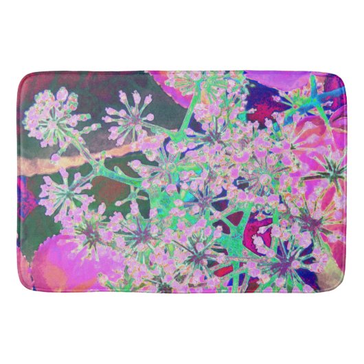 ピンクカッコいいとライムグリーンの抽象芸術レトロ自然 バスマット (正面)