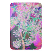 ピンクカッコいいとライムグリーンの抽象芸術レトロ自然 バスマット (正面縦)