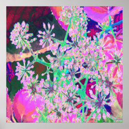 ピンクカッコいいとライムグリーンの抽象芸術レトロ自然 ポスター