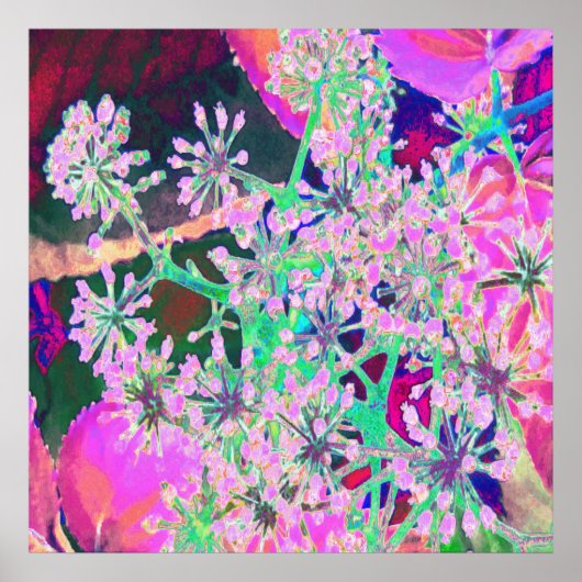 ピンクカッコいいとライムグリーンの抽象芸術レトロ自然 ポスター (正面)