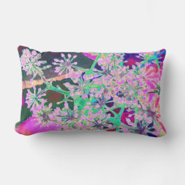 ピンクカッコいいとライムグリーンの抽象芸術レトロ自然 ランバークッション