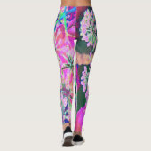 ピンクカッコいいとライムグリーンの抽象芸術レトロ自然 レギンス (裏面)