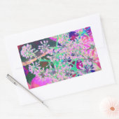 ピンクカッコいいとライムグリーンの抽象芸術レトロ自然 長方形シール (封筒)
