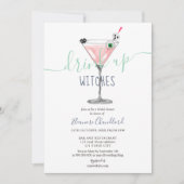 ピンクカッコいいのカクテルウィッチハロウィーンブライダルシャワー 招待状 (正面)