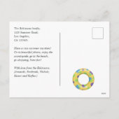 ピンクカッコいいのフラミンゴ夏の家族の写真グリーティング シーズンポストカード (裏面)