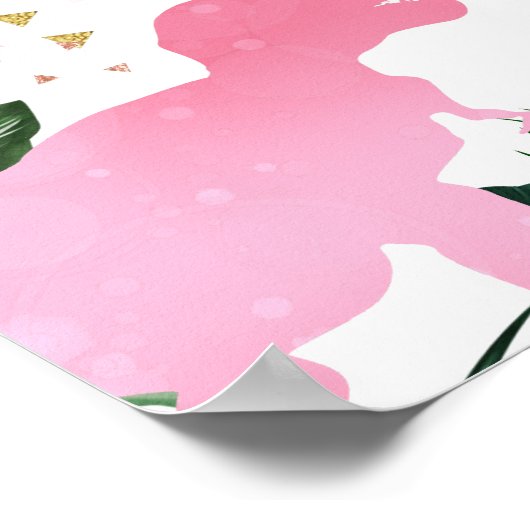 ピンクカッコいいの女の子の恐竜の誕生日へようこそTレックス ポスター (角)