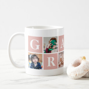ピンクカッコいいフォトコラージュグラニーマグ コーヒーマグカップ