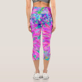 ピンクカッコいいブルーとパープルダアートリア開花 カプリレギンス (裏面)