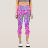 ピンクカッコいいブルーとパープルダアートリア開花 カプリレギンス (正面)