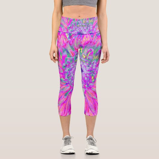 ピンクカッコいいブルーとパープルダアートリア開花 カプリレギンス (正面)