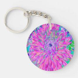 ピンクカッコいいブルーとパープルダアートリア開花 キーホルダー