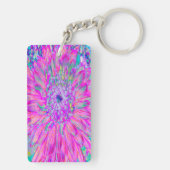 ピンクカッコいいブルーとパープルダアートリア開花 キーホルダー (裏面)