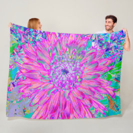 ピンクカッコいいブルーとパープルダアートリア開花 フリースブランケット