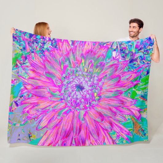 ピンクカッコいいブルーとパープルダアートリア開花 フリースブランケット (インサイチュ)