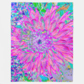 ピンクカッコいいブルーとパープルダアートリア開花 フリースブランケット (正面)