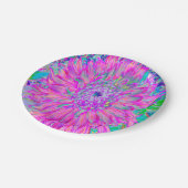 ピンクカッコいいブルーとパープルダアートリア開花 ペーパープレート (アングル)