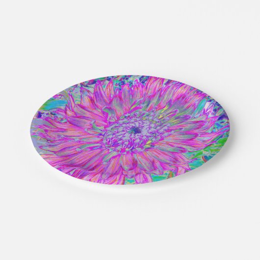 ピンクカッコいいブルーとパープルダアートリア開花 ペーパープレート (アングル)