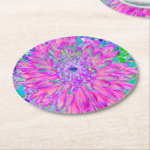 ピンクカッコいいブルーとパープルダアートリア開花 ラウンドペーパーコースター (アングル)